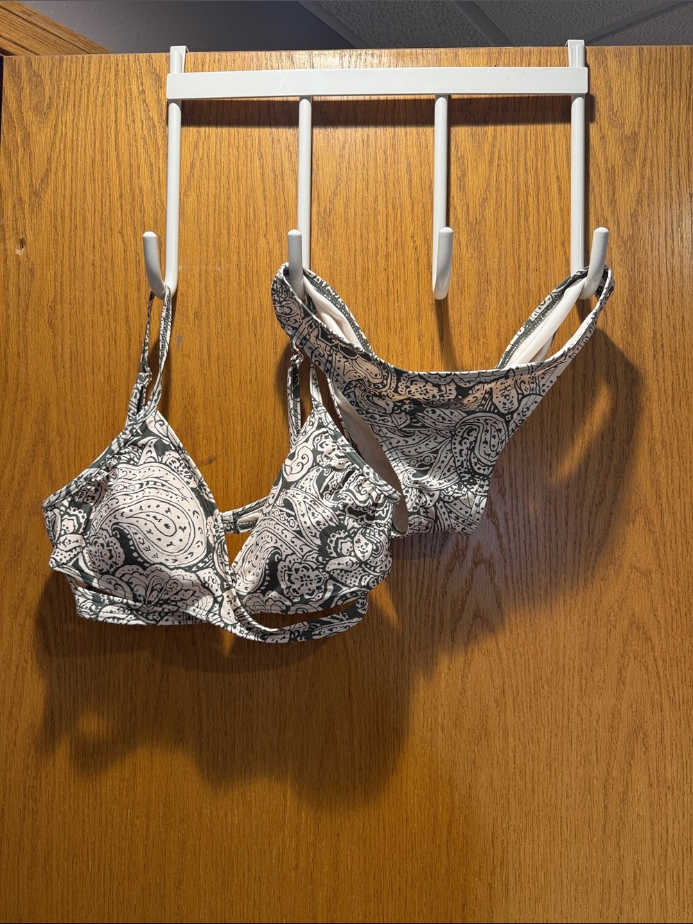 Vince Camuto Olive & White Paisley Underwire Bikini Set